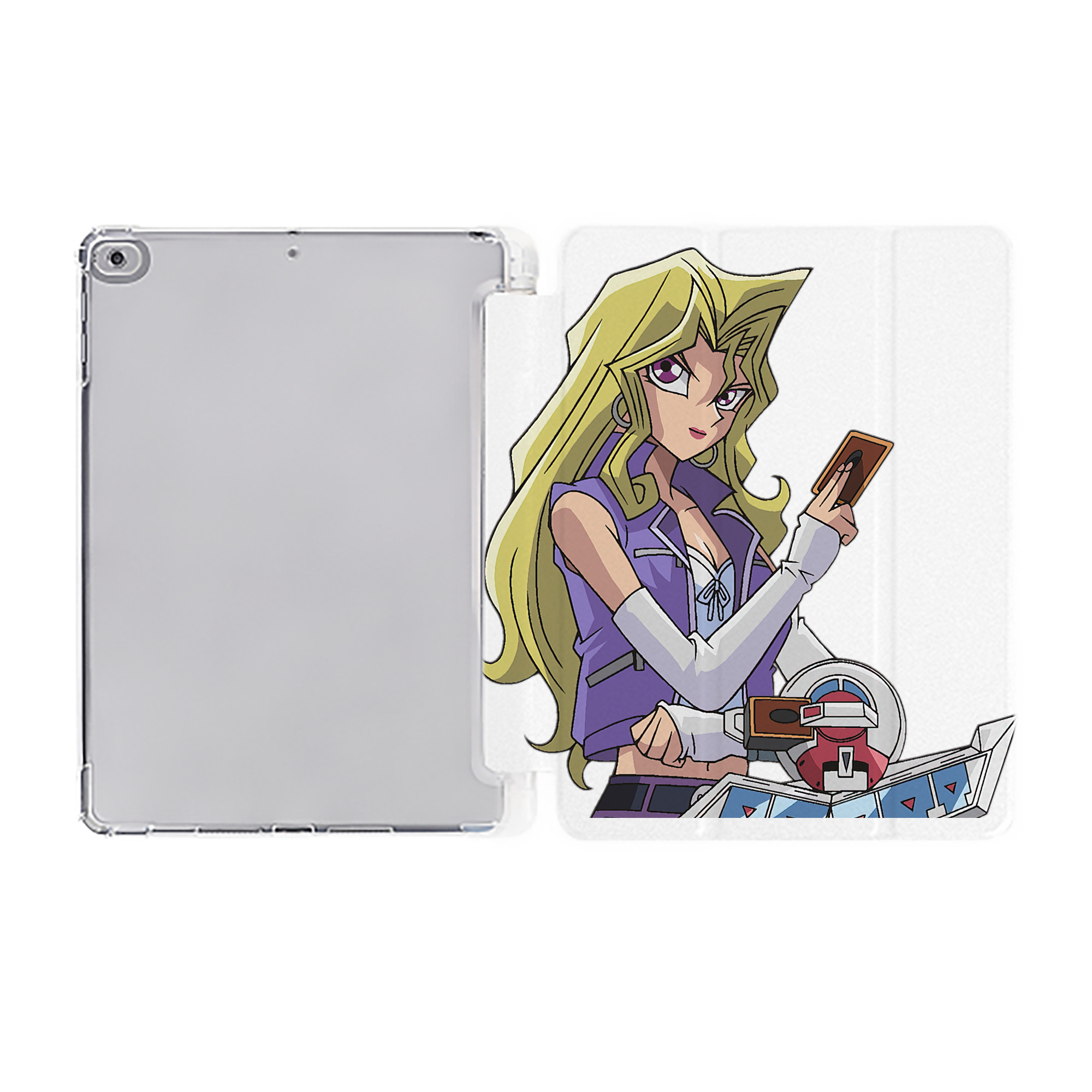 （画像用） 遊☆戯☆王 Yu-Gi-Oh! IPad ケース ペン収納付き 三つ折りスタンド PUレザー×シリコン 対応機種9.5/10.5/10.9インチ